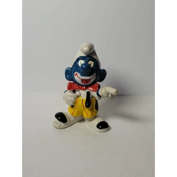 Smurfs Clown Smurf Collectible Schleich Peyo 1978 Yellow suspenders clown shoes - Picture 1 of 5